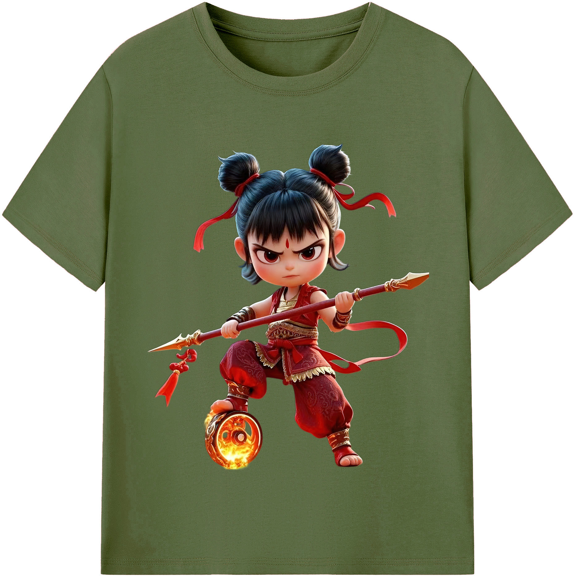 （画像用） Ne Zha 2 ナタ 魔童の大暴れ 綿100％半袖Tシャツ（フロントプリント）